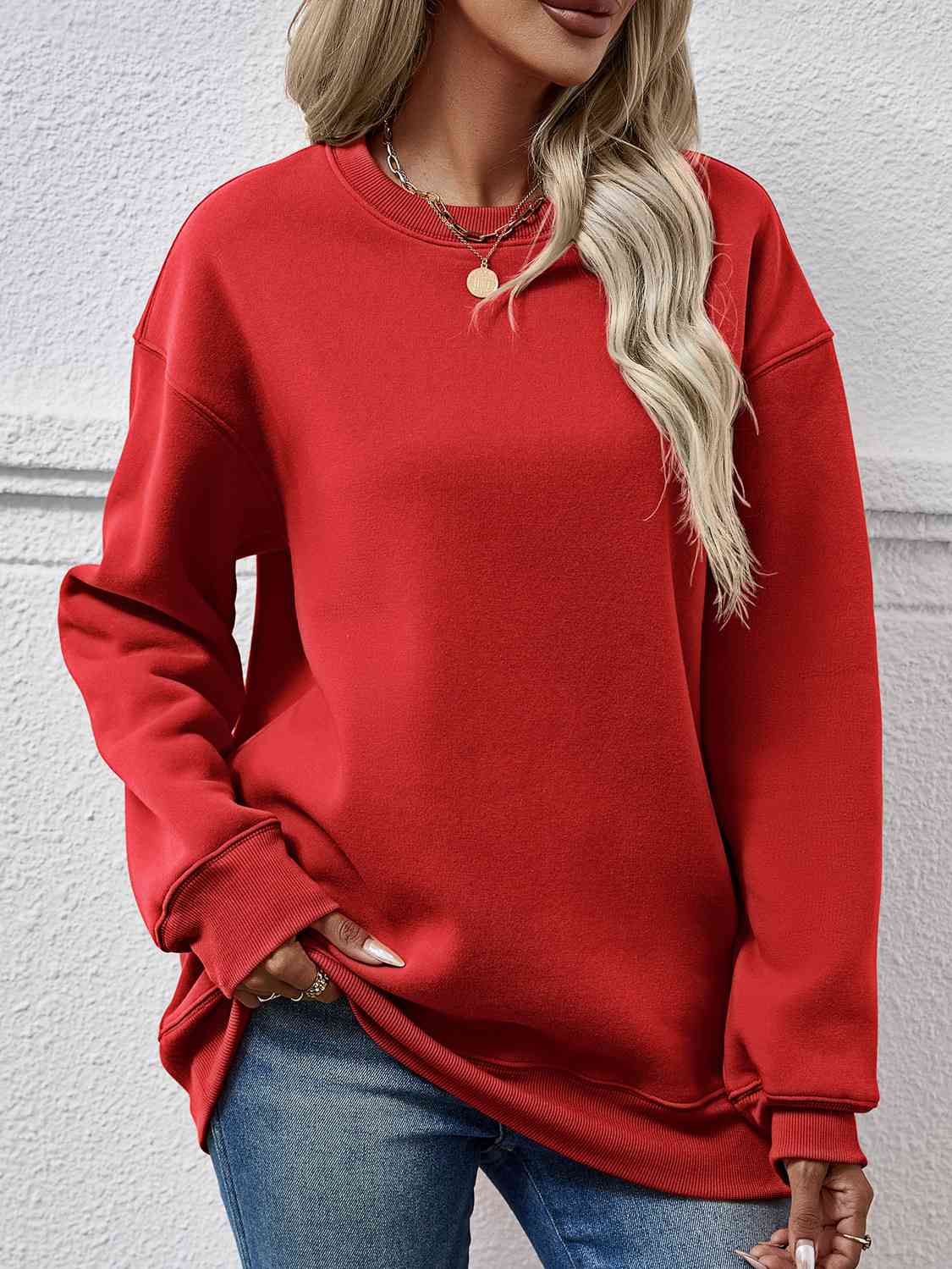 Round Neck Long Sleeve Sweatshirt BLUE ZONE PLANET