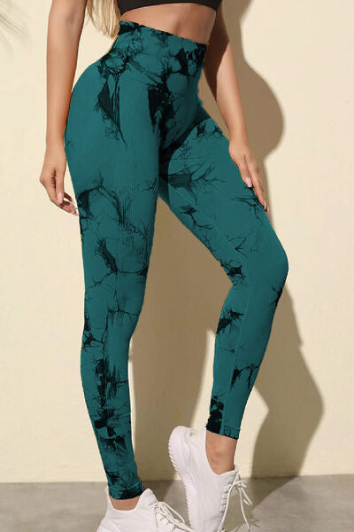 Blue Zone Planet |  Printed High Waist Active Leggings BLUE ZONE PLANET