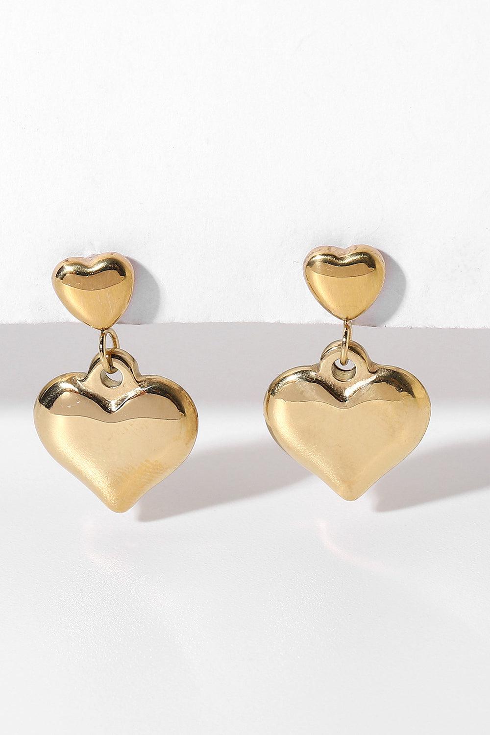 14K Gold Plated Double Heart Stud Earrings-TOPS / DRESSES-[Adult]-[Female]-Gold-One Size-Blue Zone Planet