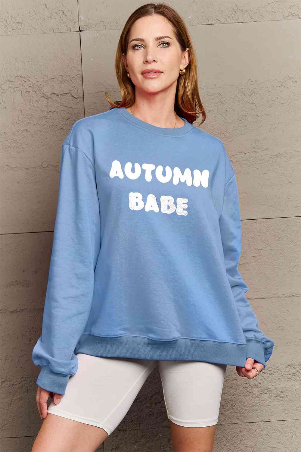 Simply Love Full Size AUTUMN BABE Graphic Sweatshirt BLUE ZONE PLANET