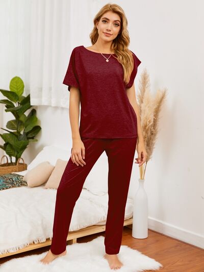 Blue Zone Planet |  Round Neck Top and Pants Lounge Set BLUE ZONE PLANET