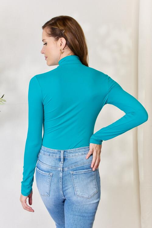 Zenana Turtleneck Long Sleeve Bodysuit BLUE ZONE PLANET