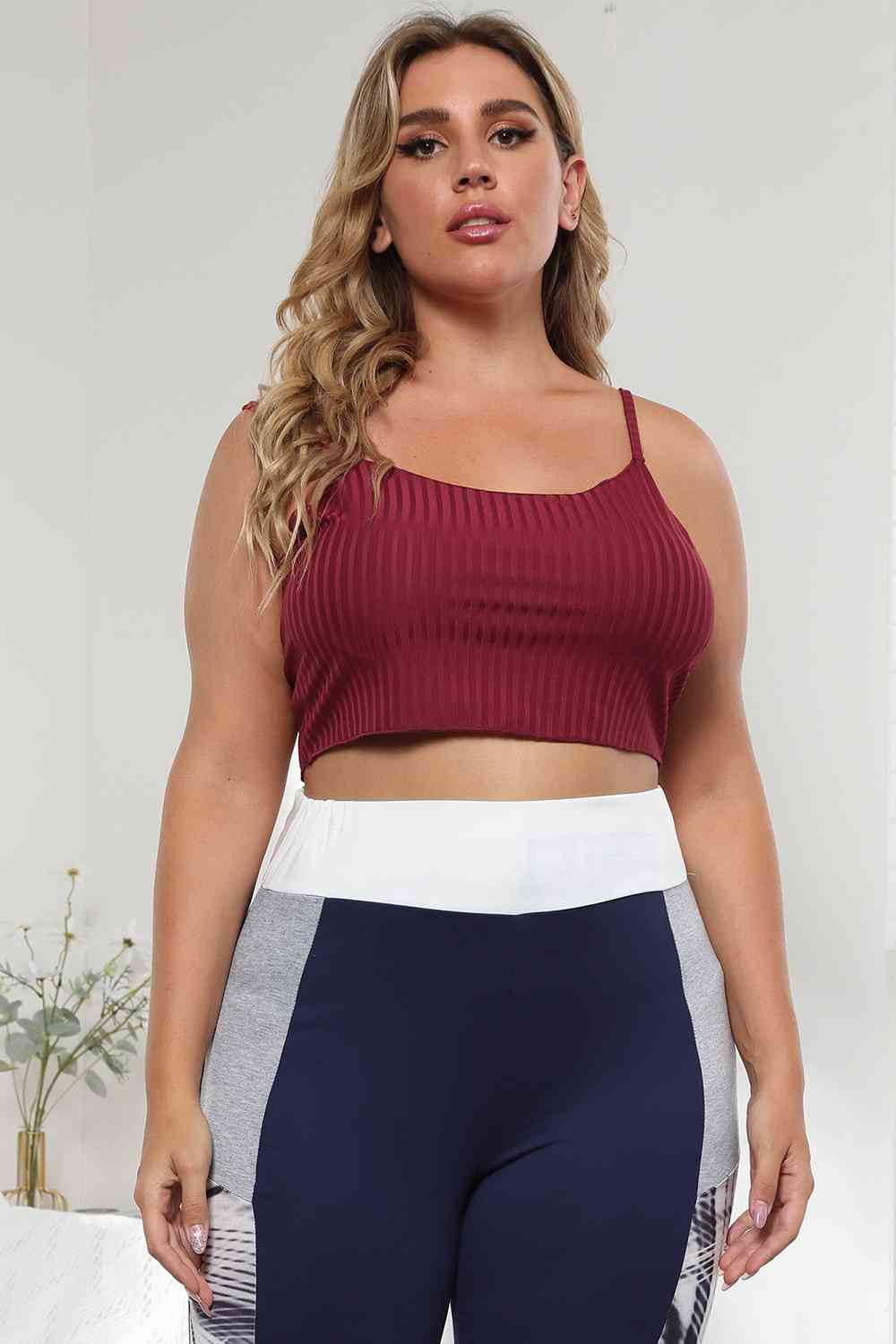 Plus Size Ribbed Spaghetti StrapTop BLUE ZONE PLANET