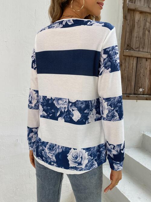 Printed Half Zip Long Sleeve T-Shirt BLUE ZONE PLANET