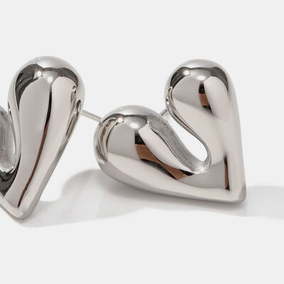 Heart Shape Stainless Steel Stud Earrings-EARRINGS-[Adult]-[Female]-2022 Online Blue Zone Planet