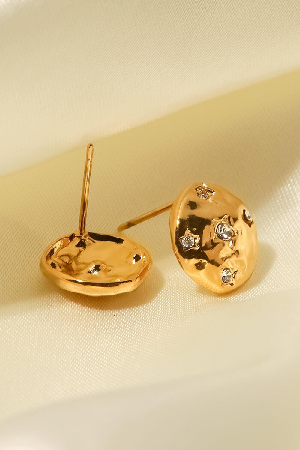 18K Gold-Plated Cubic Zirconia Stud Earrings BLUE ZONE PLANET