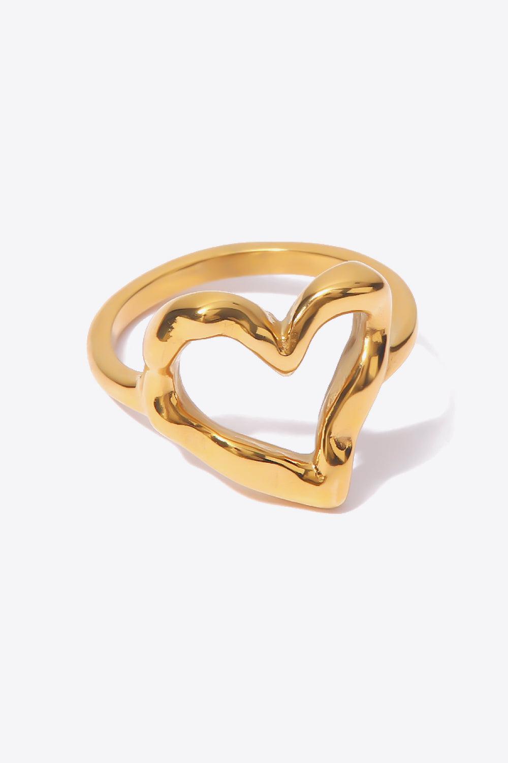 18K Gold Plated Heart-Shaped Ring BLUE ZONE PLANET