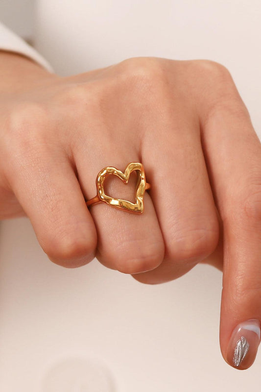 18K Gold Plated Heart-Shaped Ring BLUE ZONE PLANET