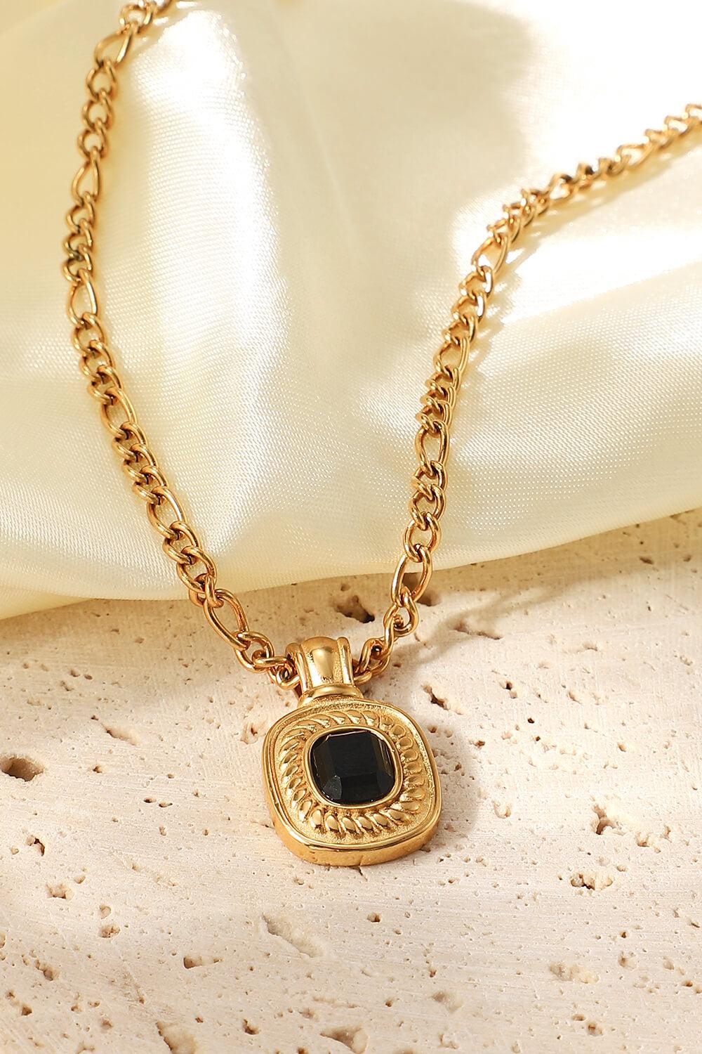 18K Gold Plated Inlaid Rhinestone Pendant Necklace BLUE ZONE PLANET