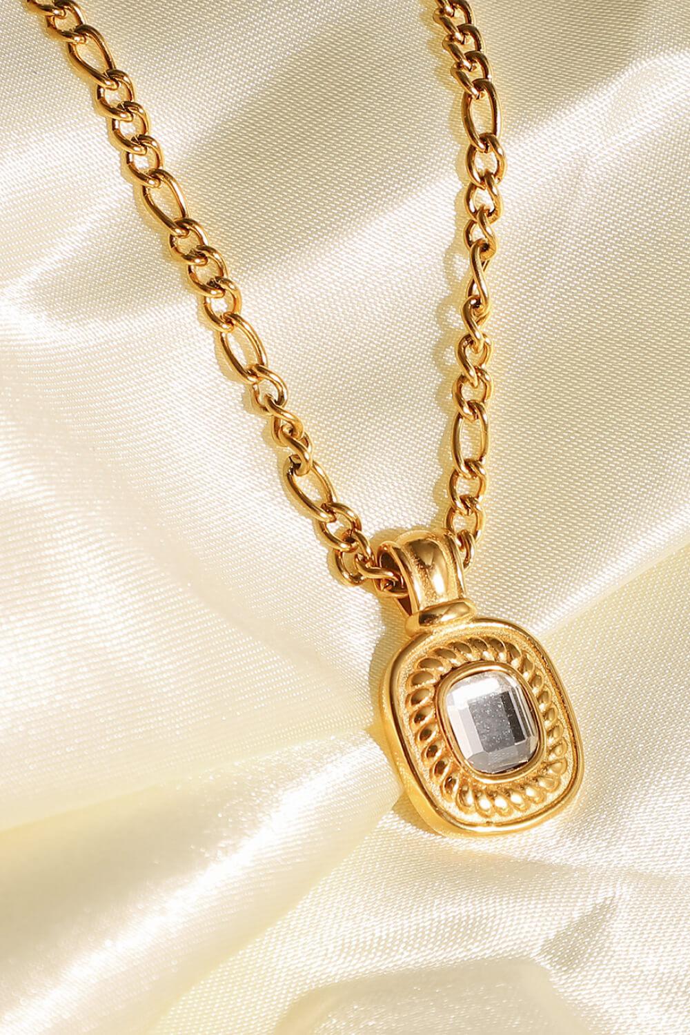 18K Gold Plated Inlaid Rhinestone Pendant Necklace-Necklaces-[Adult]-[Female]-2022 Online Blue Zone Planet
