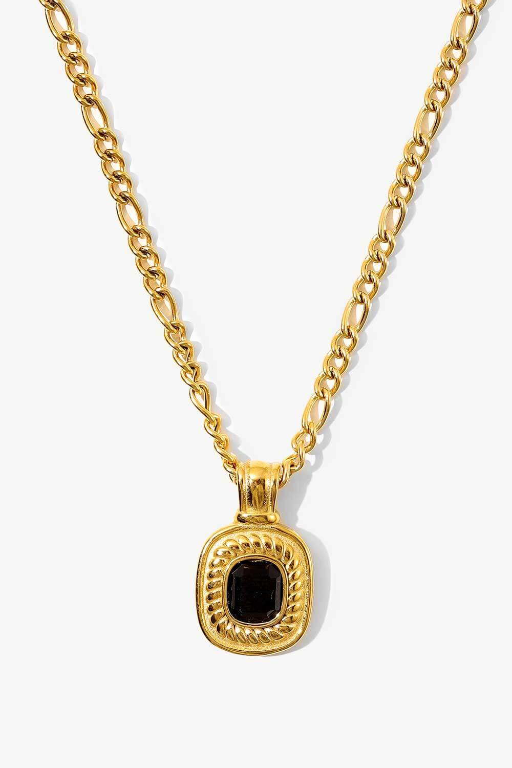 18K Gold Plated Inlaid Rhinestone Pendant Necklace-Necklaces-[Adult]-[Female]-Black-One Size-2022 Online Blue Zone Planet