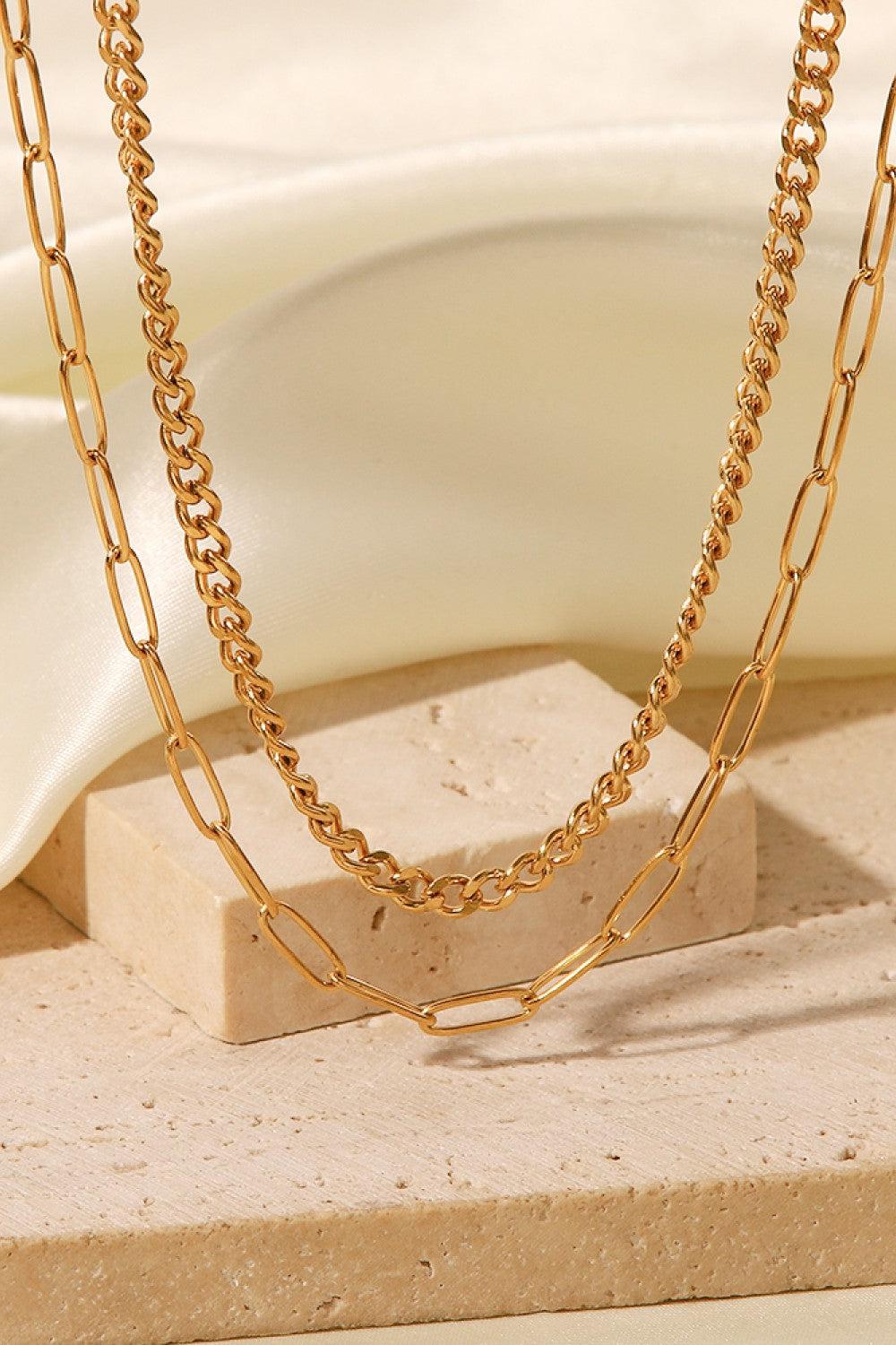 18K Gold Plated Layered Chain Necklace BLUE ZONE PLANET