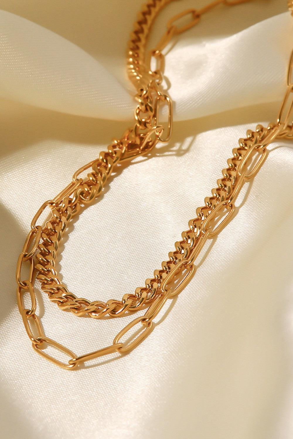 18K Gold Plated Layered Chain Necklace BLUE ZONE PLANET