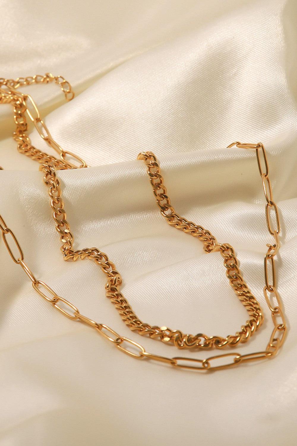 18K Gold Plated Layered Chain Necklace BLUE ZONE PLANET