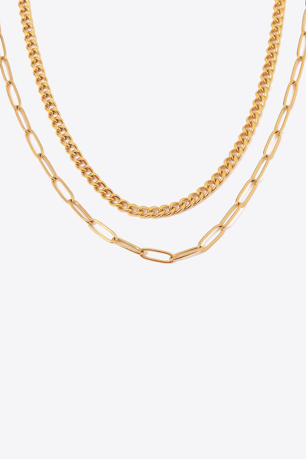 18K Gold Plated Layered Chain Necklace BLUE ZONE PLANET