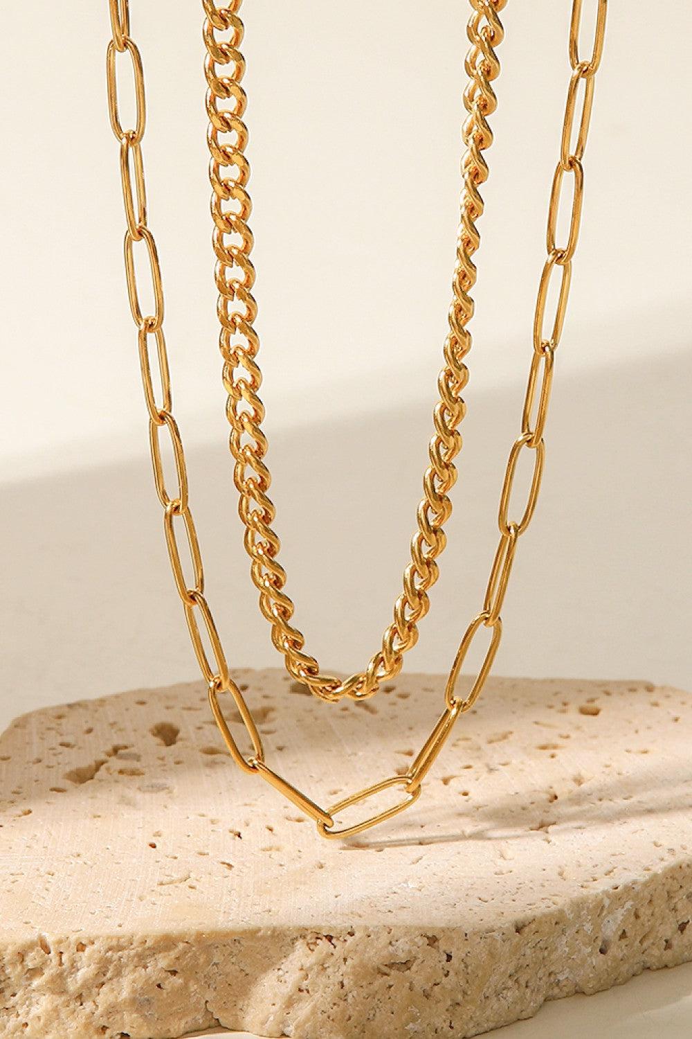 18K Gold Plated Layered Chain Necklace BLUE ZONE PLANET