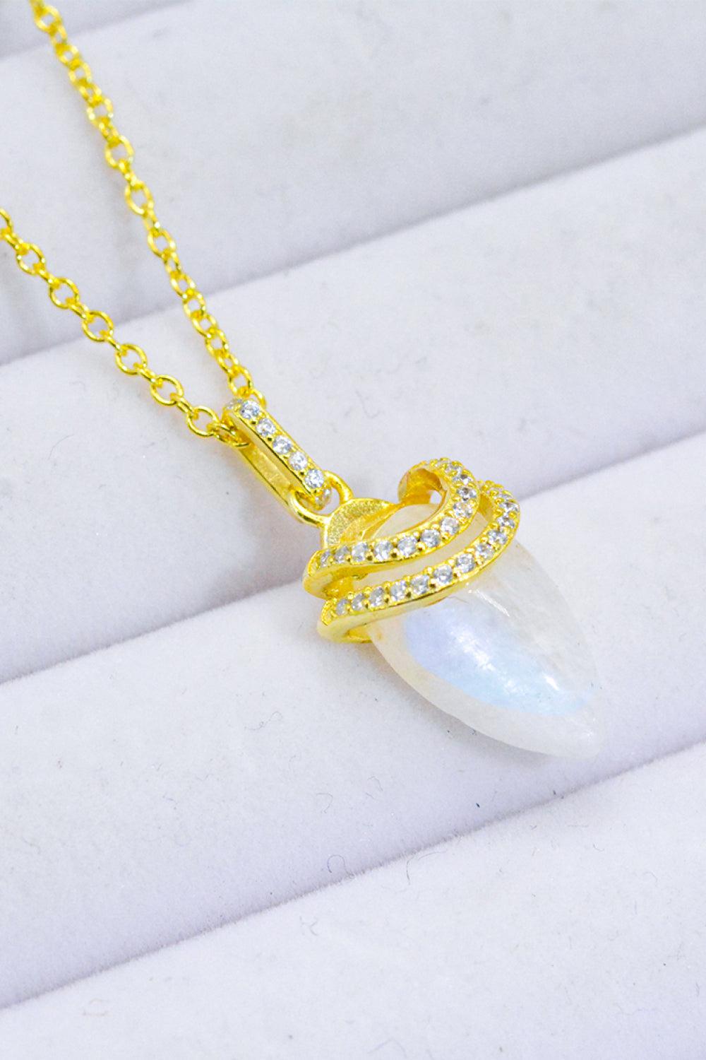18K Gold-Plated Moonstone Pendant Necklace BLUE ZONE PLANET