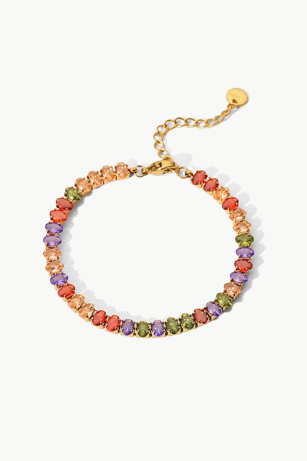 18K Gold Plated Multicolored Zircon Bracelet BLUE ZONE PLANET