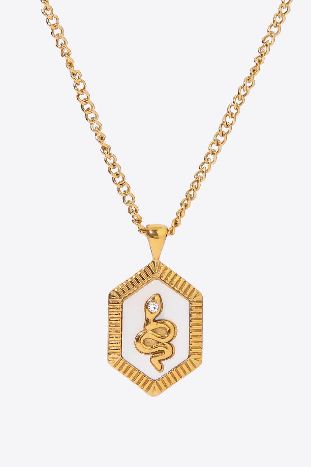 18K Gold Plated Snake Geometric Pendant Necklace BLUE ZONE PLANET
