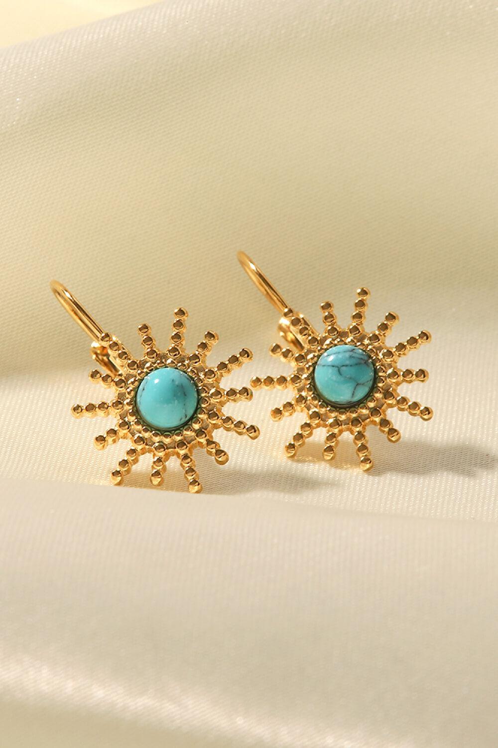 18K Gold Plated Sun-Shaped Earrings-TOPS / DRESSES-[Adult]-[Female]-Gold/Blue-One Size-2022 Online Blue Zone Planet
