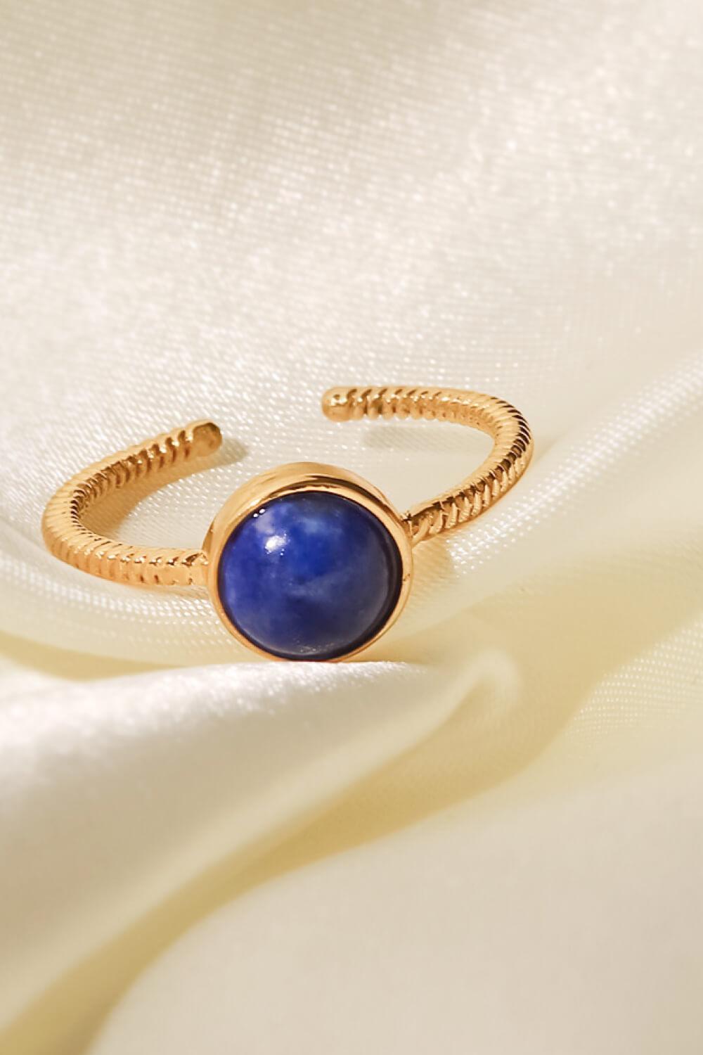 18K Gold-Plated Twisted Open Ring-RINGS-[Adult]-[Female]-Gold/Blue-One Size-2022 Online Blue Zone Planet