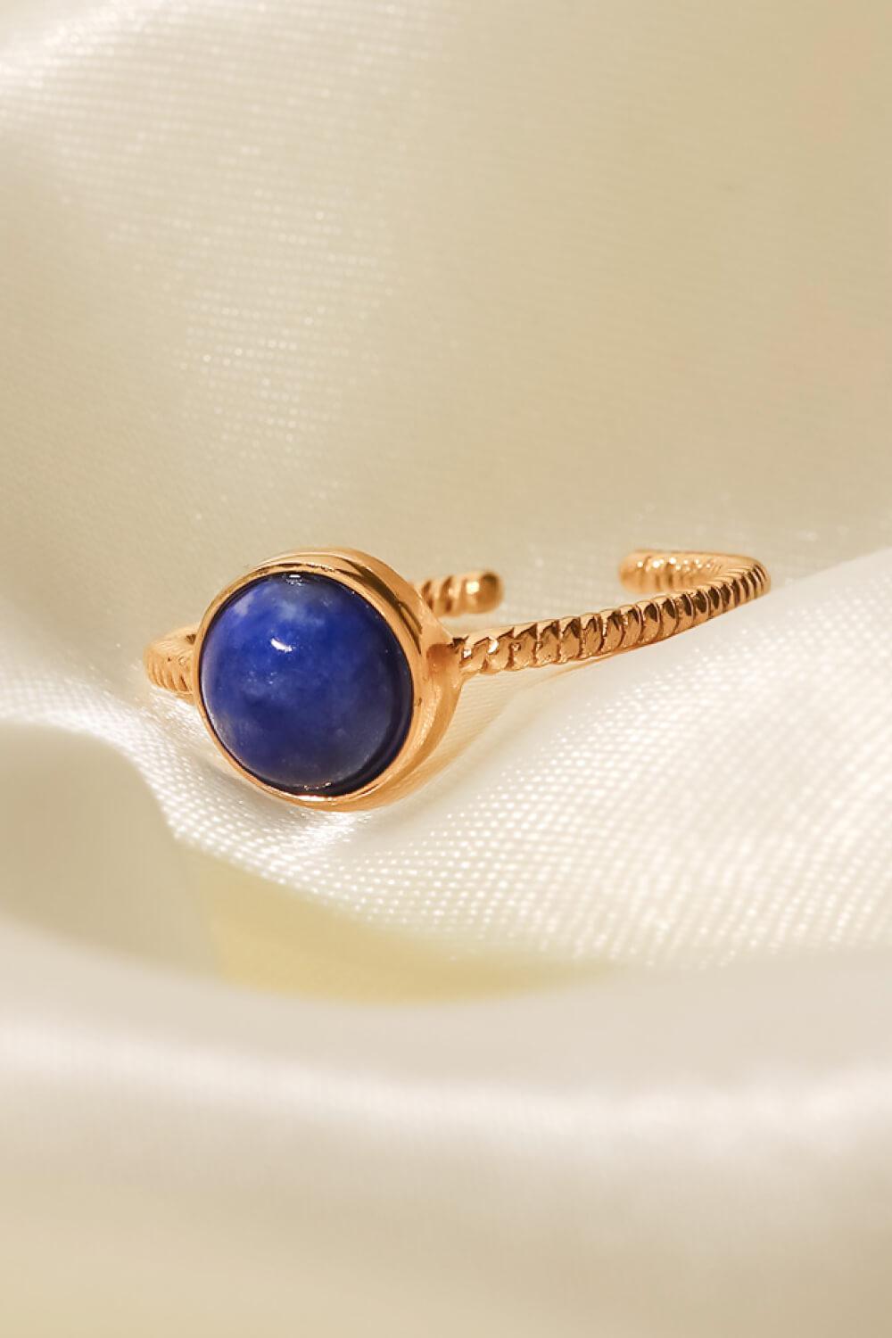 18K Gold-Plated Twisted Open Ring-RINGS-[Adult]-[Female]-Gold/Blue-One Size-2022 Online Blue Zone Planet