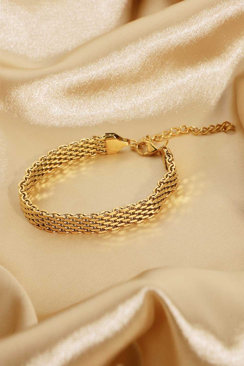 18K Gold-Plated Wide Chain Bracelet-BRACELETS-[Adult]-[Female]-Gold-One Size-2022 Online Blue Zone Planet