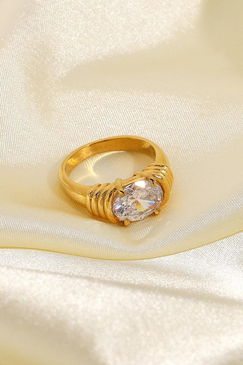 18K Gold Plated Zircon Ring BLUE ZONE PLANET