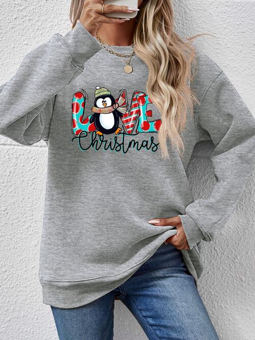 LIVE CHRISTMAS Drop Shoulder Round Neck Sweatshirt BLUE ZONE PLANET