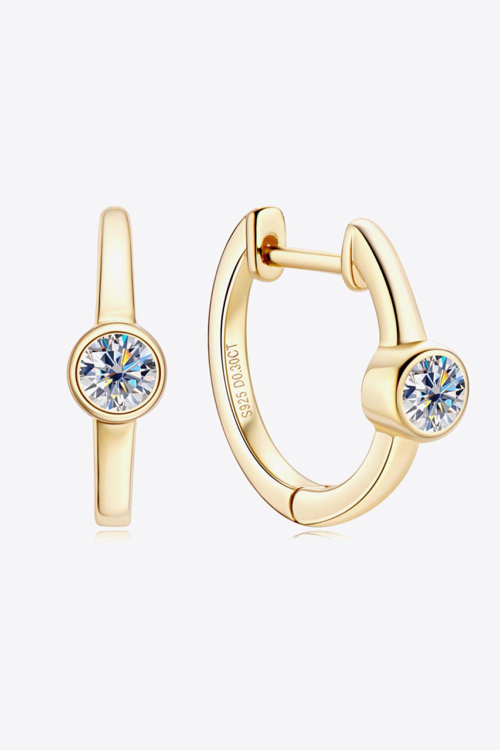 18k Gold-Plated Inlaid Moissanite Huggie Earrings BLUE ZONE PLANET