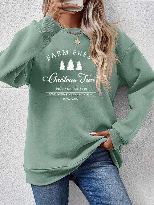 Graphic Round Neck Dropped Shoulder Sweatshirt BLUE ZONE PLANET