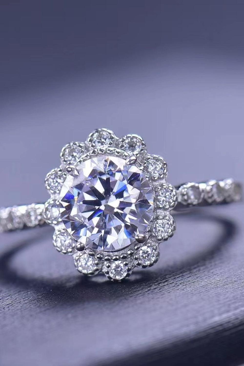 1.5 Carat Moissanite Floral-Shaped Cluster Ring BLUE ZONE PLANET