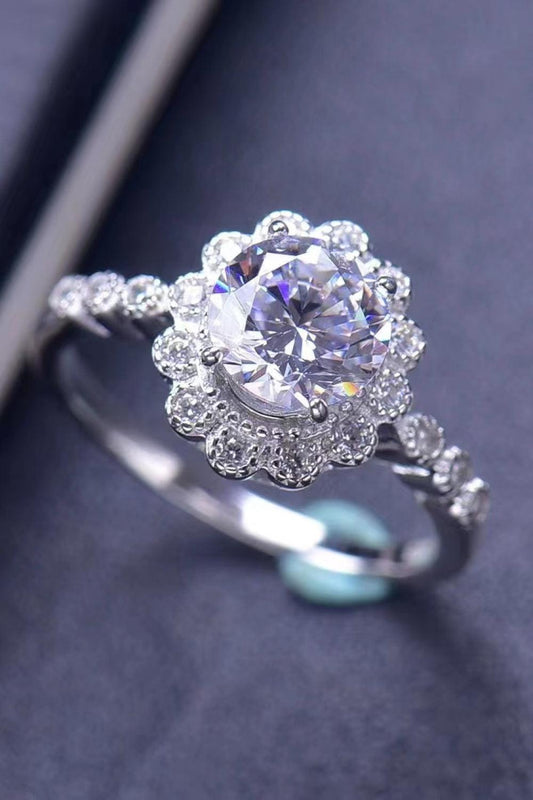 1.5 Carat Moissanite Floral-Shaped Cluster Ring BLUE ZONE PLANET
