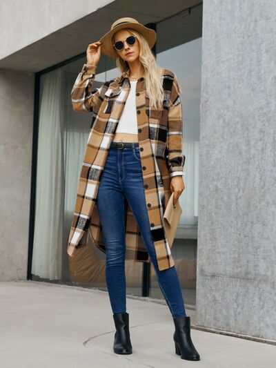 Blue plaid hot sale trench coat