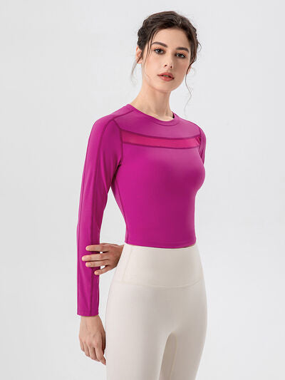 Round Neck Long Sleeve Active T-Shirt-TOPS / DRESSES-[Adult]-[Female]-2022 Online Blue Zone Planet