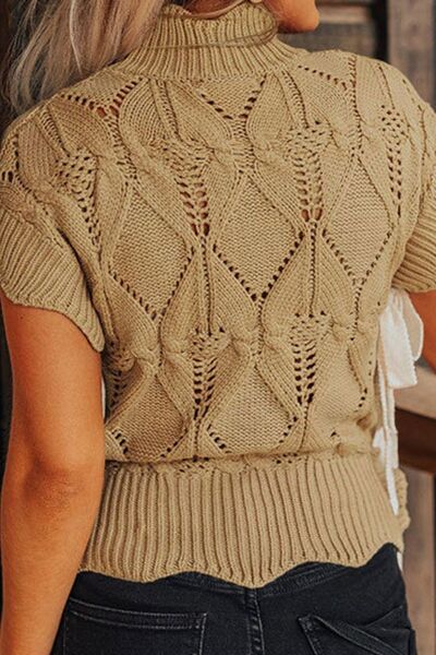 Openwork Turtleneck Sweater Vest-TOPS / DRESSES-[Adult]-[Female]-2022 Online Blue Zone Planet