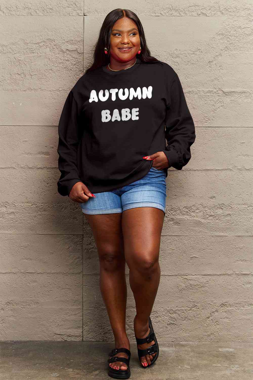 Simply Love Full Size AUTUMN BABE Graphic Sweatshirt BLUE ZONE PLANET