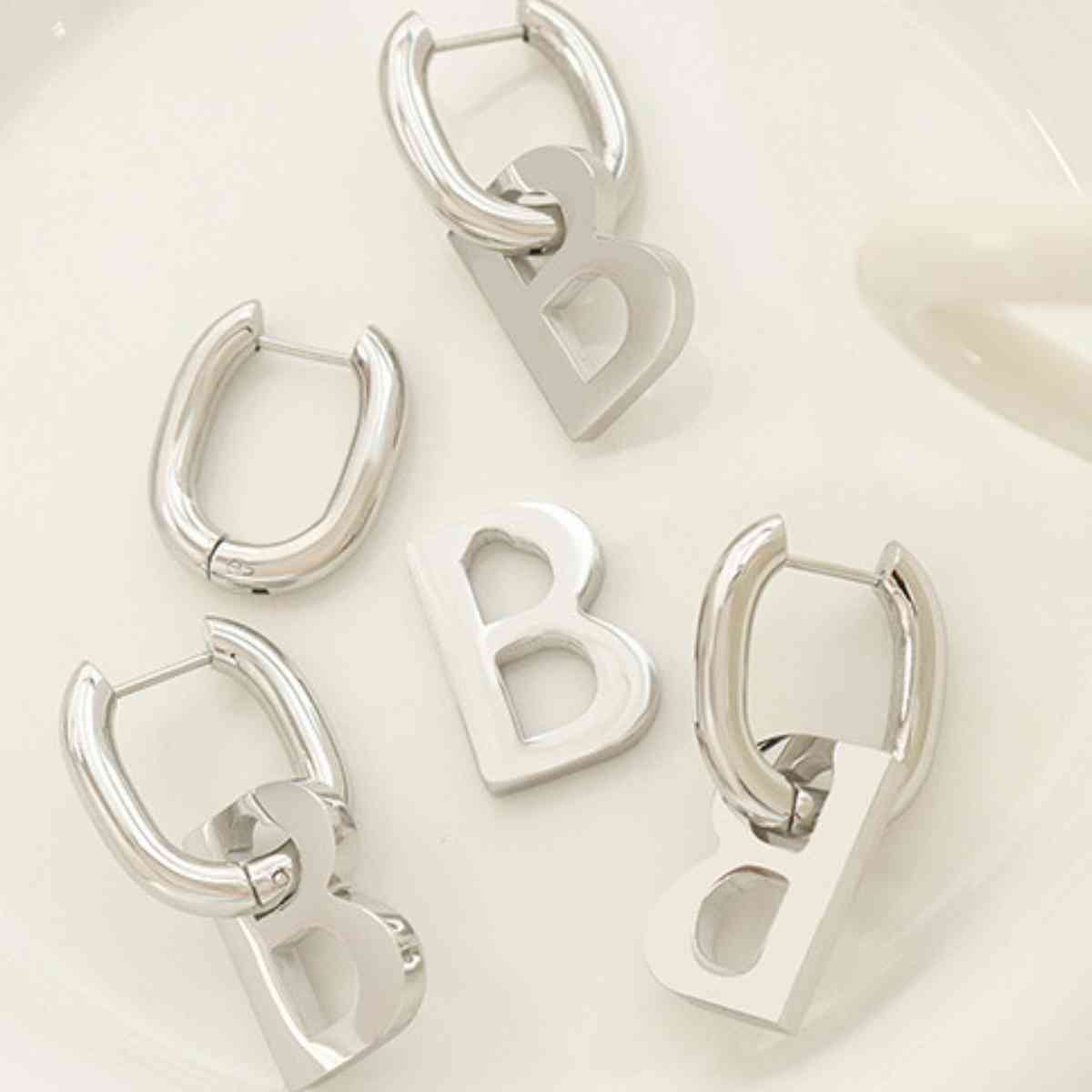 Letter B Titanium Steel Earrings BLUE ZONE PLANET