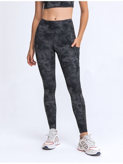 Double Take Wide Waistband Leggings with Pockets BLUE ZONE PLANET