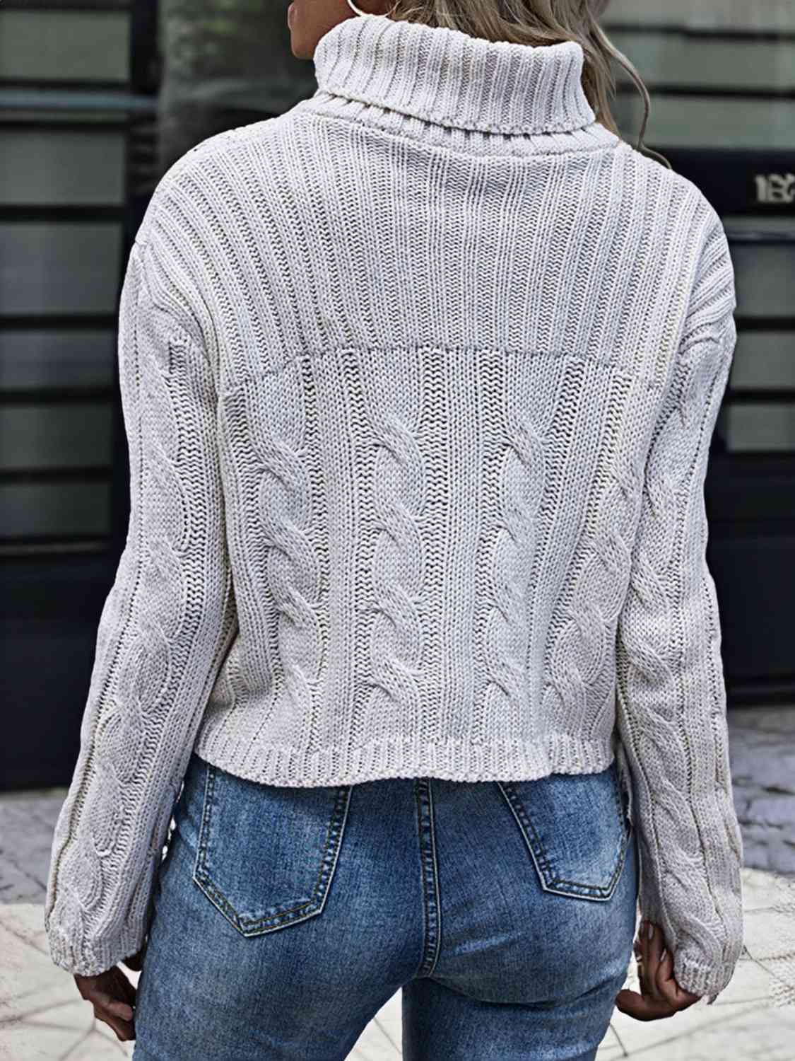 Cable-Knit Turtleneck Sweater BLUE ZONE PLANET