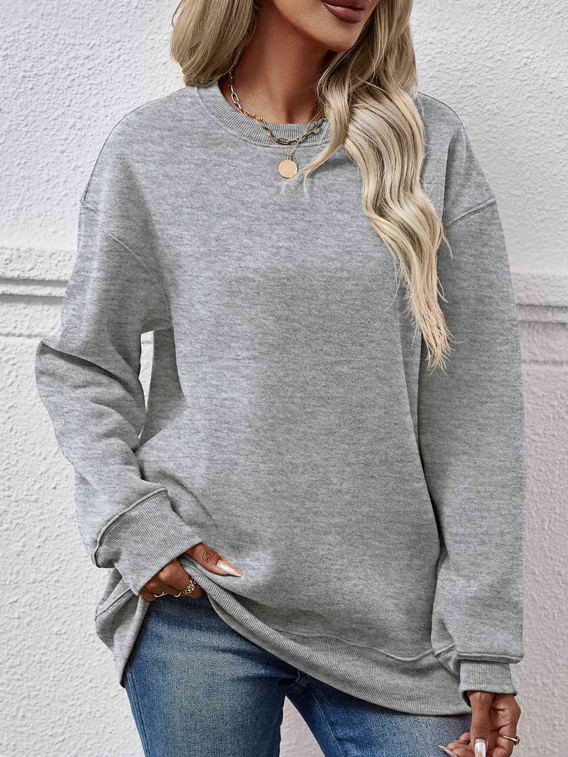 Round Neck Long Sleeve Sweatshirt BLUE ZONE PLANET