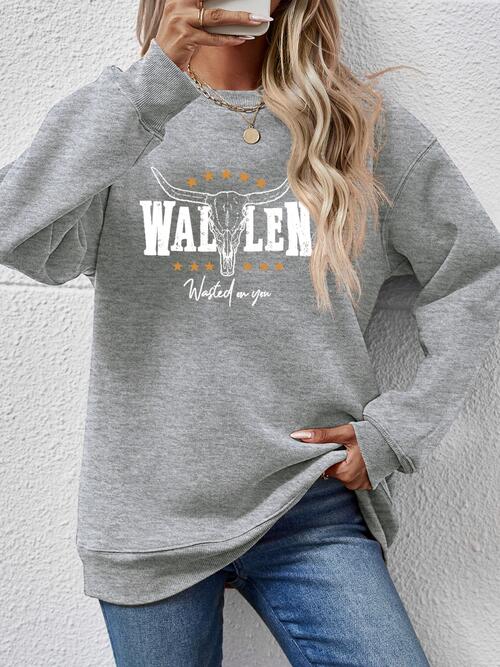 Graphic Round Neck Dropped Shoulder Sweatshirt BLUE ZONE PLANET