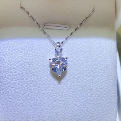 2 Carat Moissanite 925 Sterling Silver Heart Pendant Necklace-PENDANTS-[Adult]-[Female]-Silver-One Size-2022 Online Blue Zone Planet