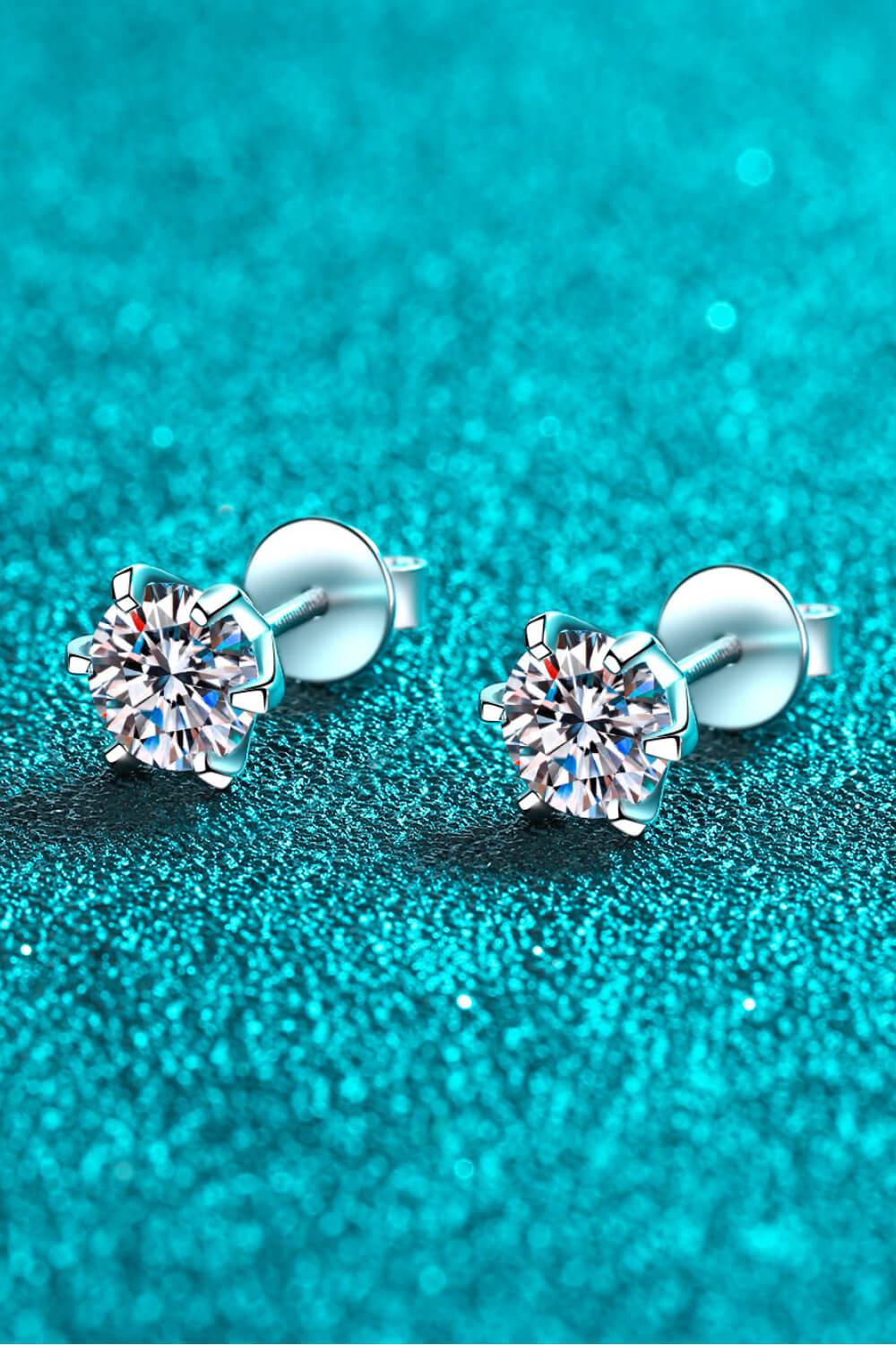 2 Carat Inlaid Moissanite Stud Earrings-TOPS / DRESSES-[Adult]-[Female]-Silver-One Size-2022 Online Blue Zone Planet