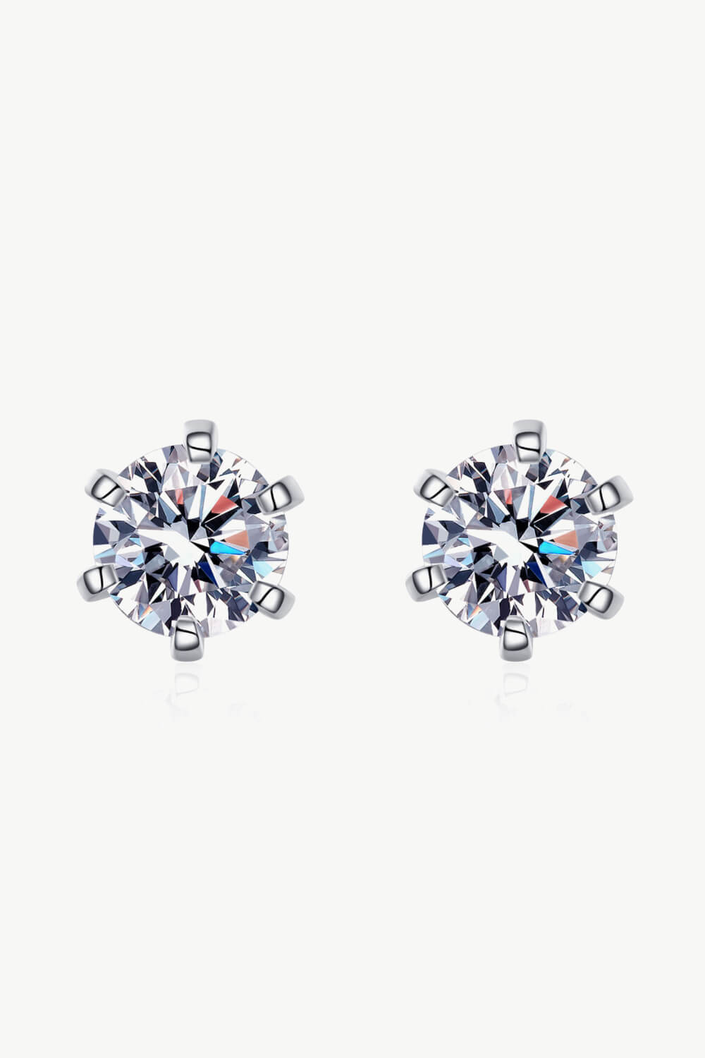 2 Carat Inlaid Moissanite Stud Earrings-TOPS / DRESSES-[Adult]-[Female]-Silver-One Size-2022 Online Blue Zone Planet