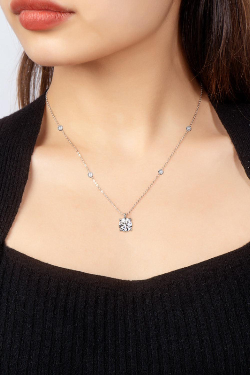 2 Carat Moissanite 4-Prong 925 Sterling Silver Necklace BLUE ZONE PLANET