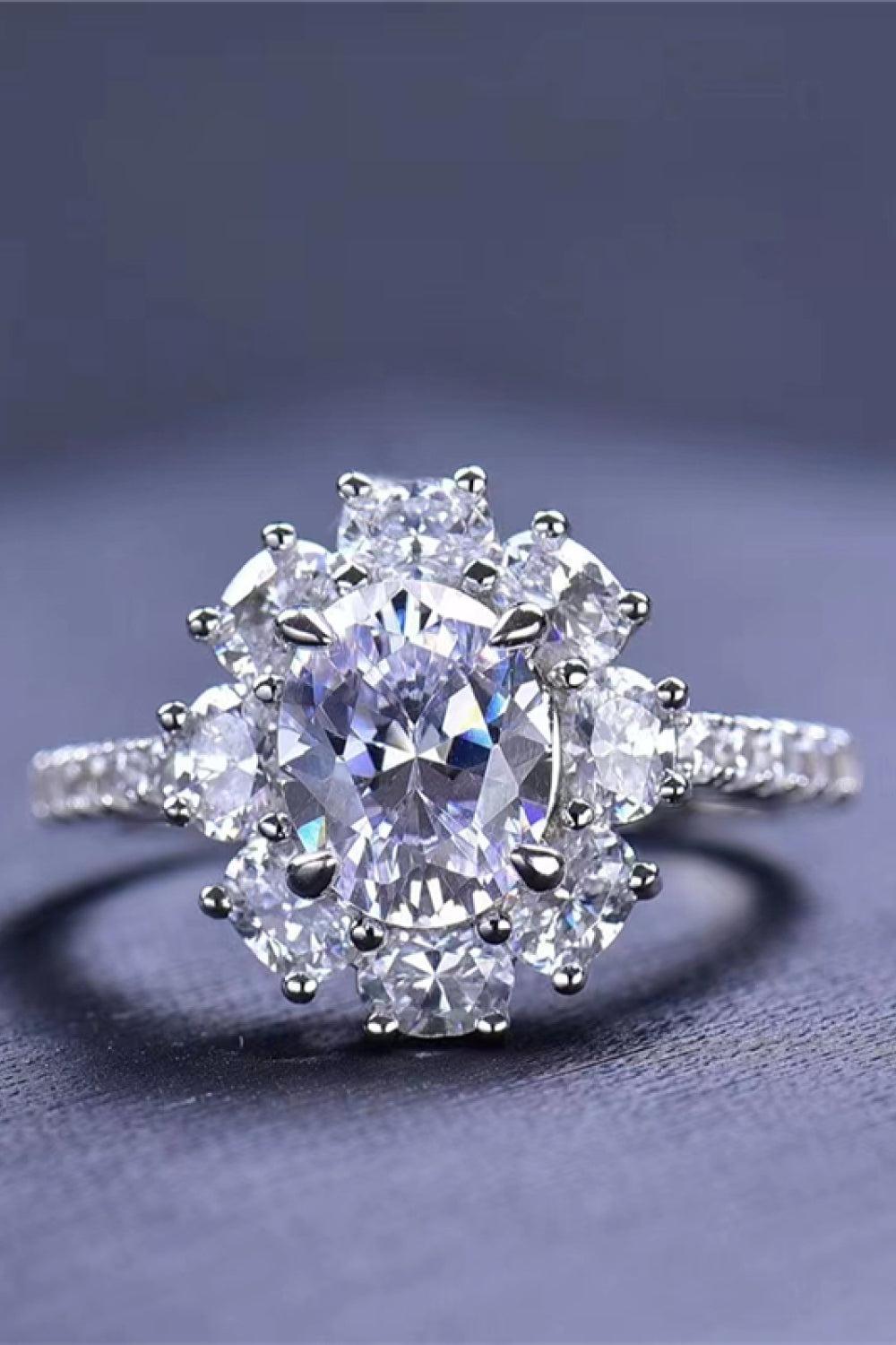 2 Carat Moissanite Floral 925 Sterling Silver Ring BLUE ZONE PLANET