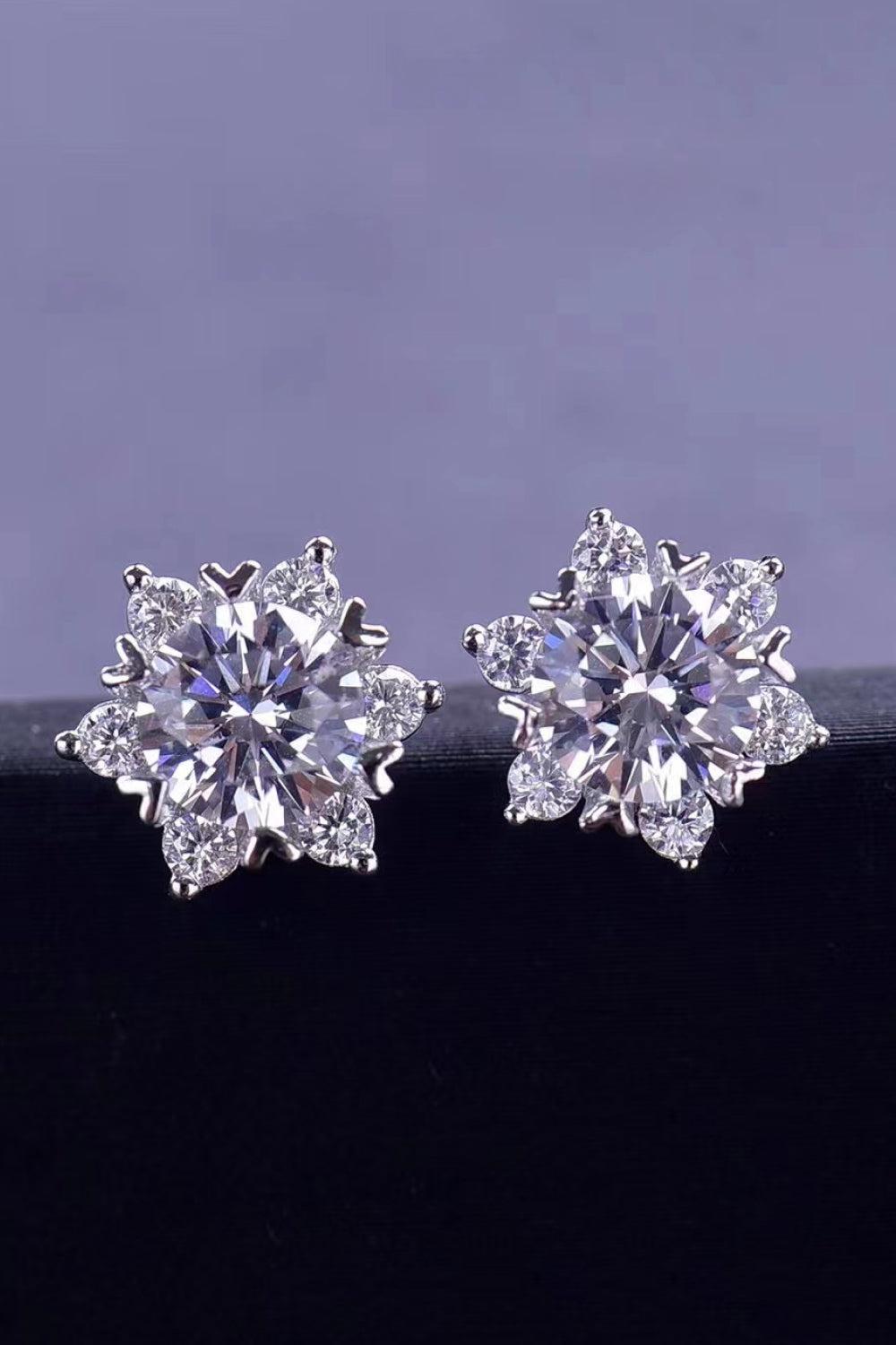 2 Carat Moissanite Floral Stud Earrings BLUE ZONE PLANET