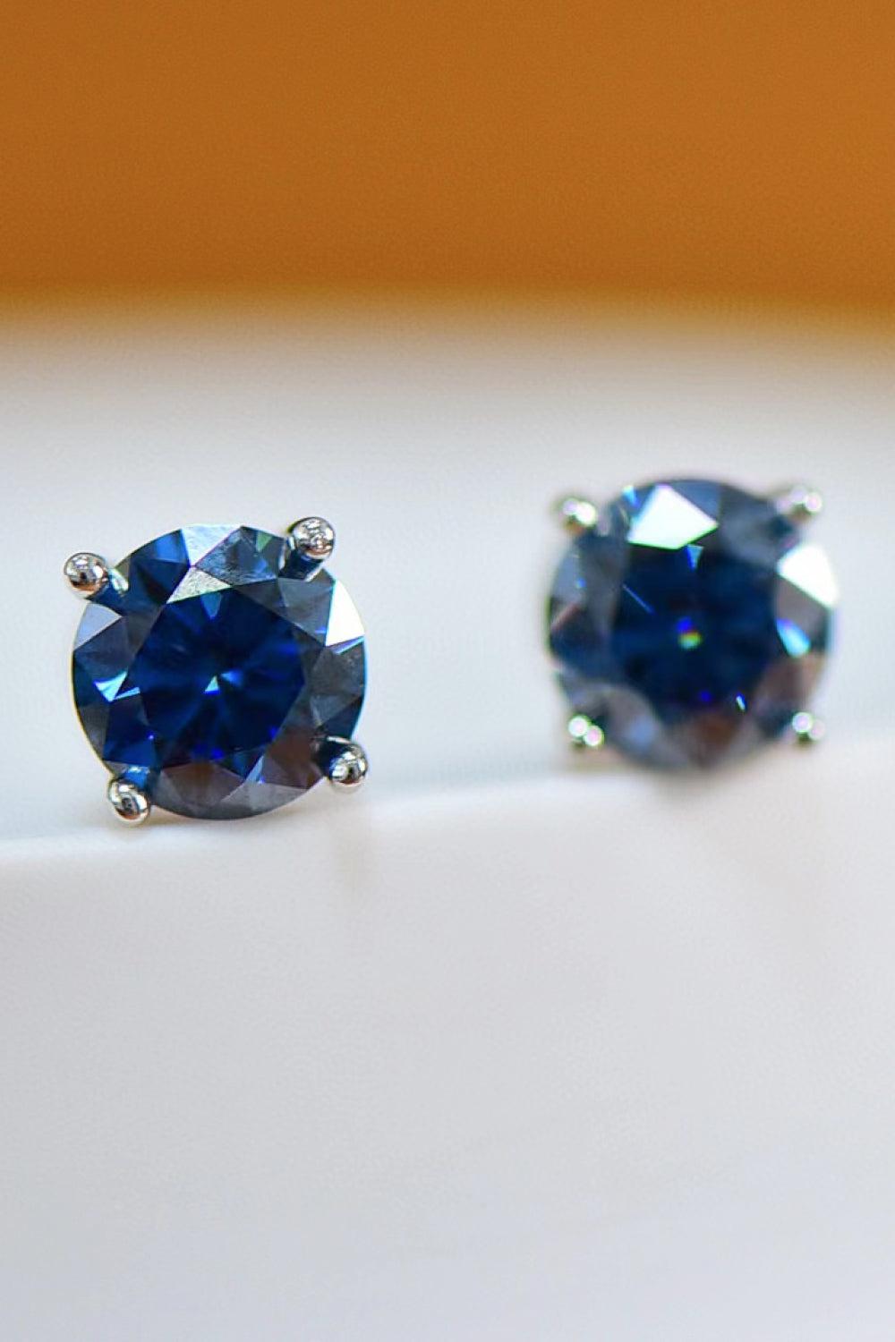2 Carat Moissanite Four-Prong Platinum-Plated Earrings BLUE ZONE PLANET
