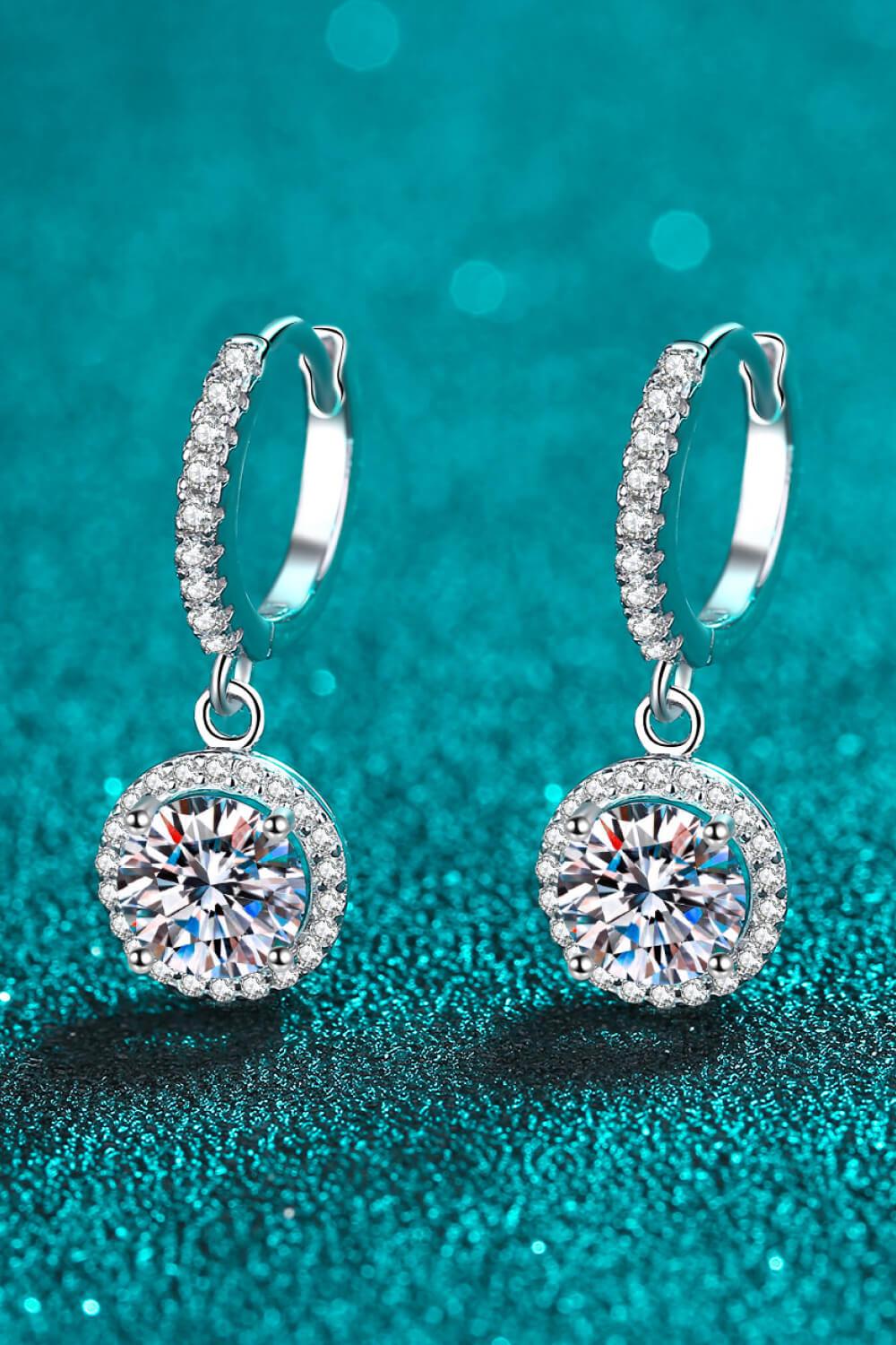 2 Carat Moissanite Round-Shaped Drop Earrings BLUE ZONE PLANET
